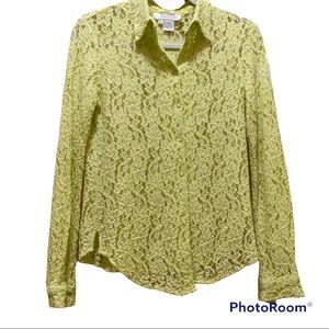 ALLISON TAYLOR Ladies sheer floral lace button down blouse, size S